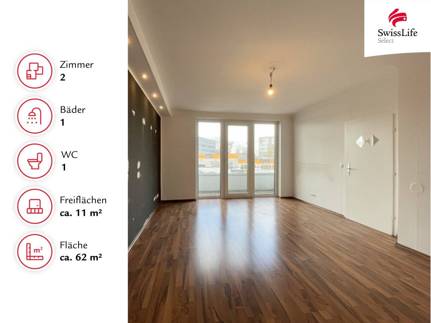 Sanierungsbedürftige 2 Zimmer Wohnung | Loggia ca.11,86m² | 1. Liftstock