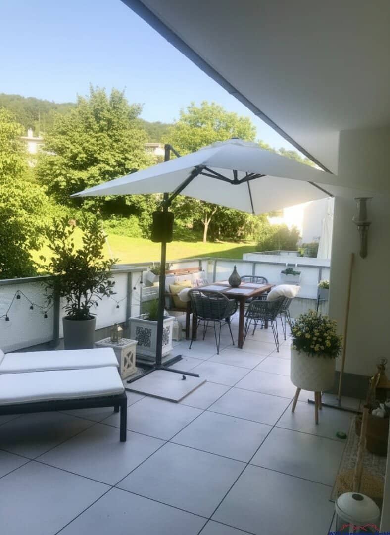 Familientraum im Grünen – auch bei Hitzewellen angenehm kühl | Gartenwohnung mit Hallenbad, Sauna & Turnsaal