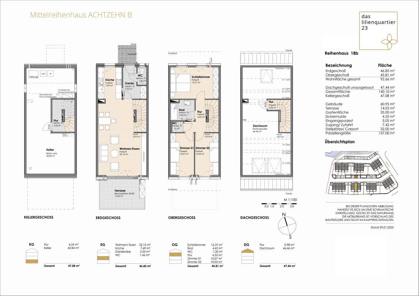 DAS LILIENQUARTIER | Neues Reihenhaus 'ACHTZEHN B' | Doppelcarport und Vollunterkellert