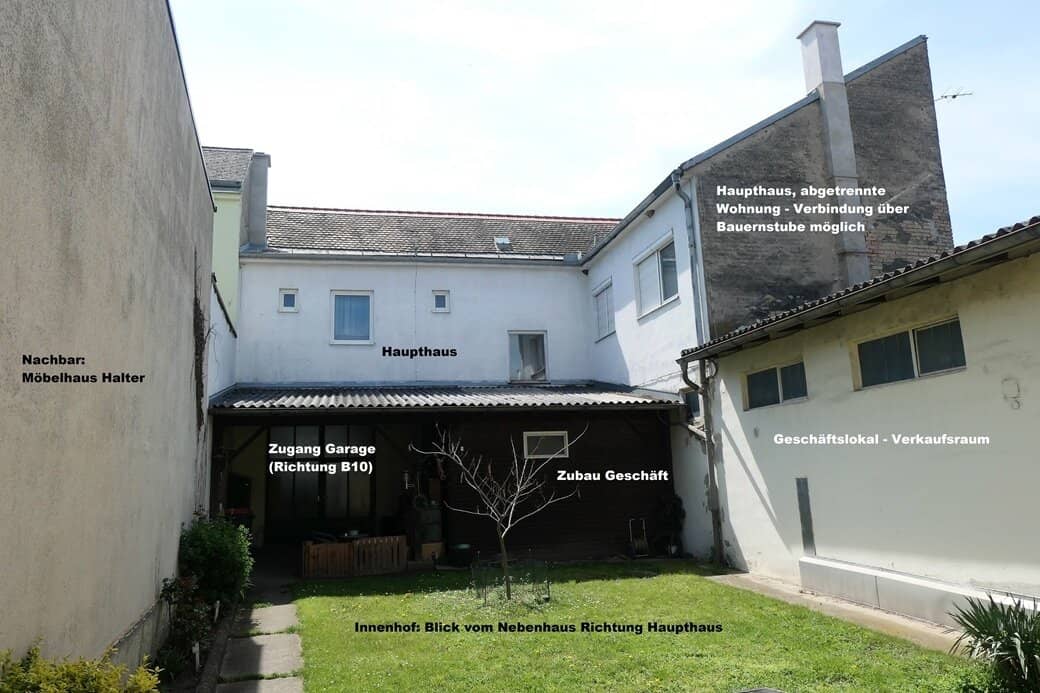2460 Bruck/Leitha  - Wohn-/Geschäftshaus samt kleinem Landhaus im Zentrum mit wunderschönem Garten