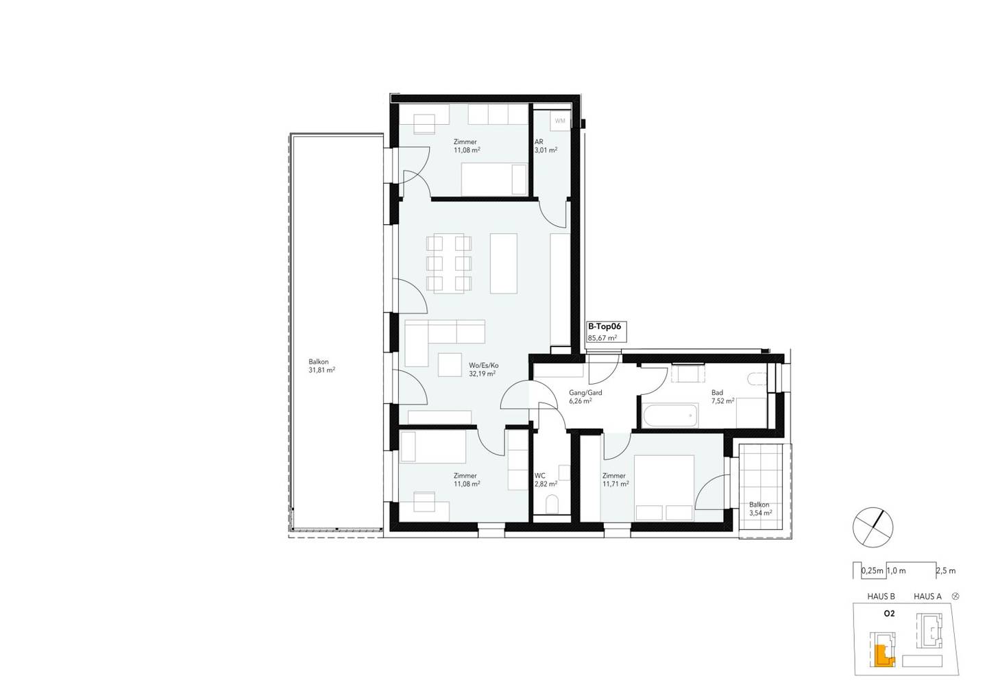 FREIRAUM³ – Traumhafte 4-Zimmerwohnung mit 2 Balkonen! Erstbezug