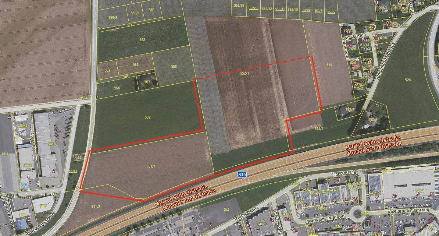 Gewerbegrundstück mit ca 49.000 m² in erstklassiger Lage an der S36 gegenüber der Arena am Waldfeld – ideal für Ihr Unternehmensprojekt