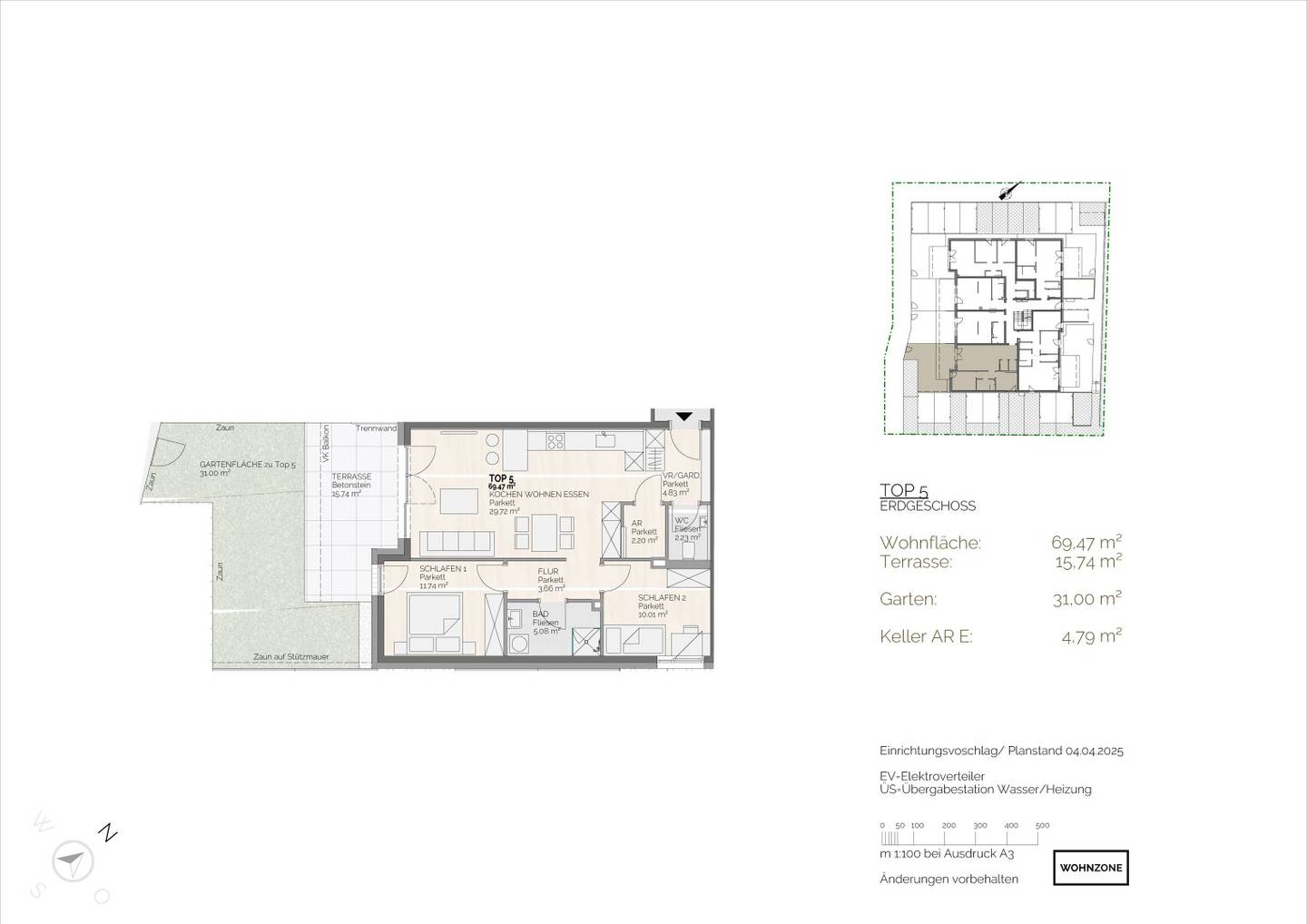 Erstbezug: Traumhafte 3-Zi Gartenwohnung in Ried i.I., Terrasse, 69,5 m², €333.000