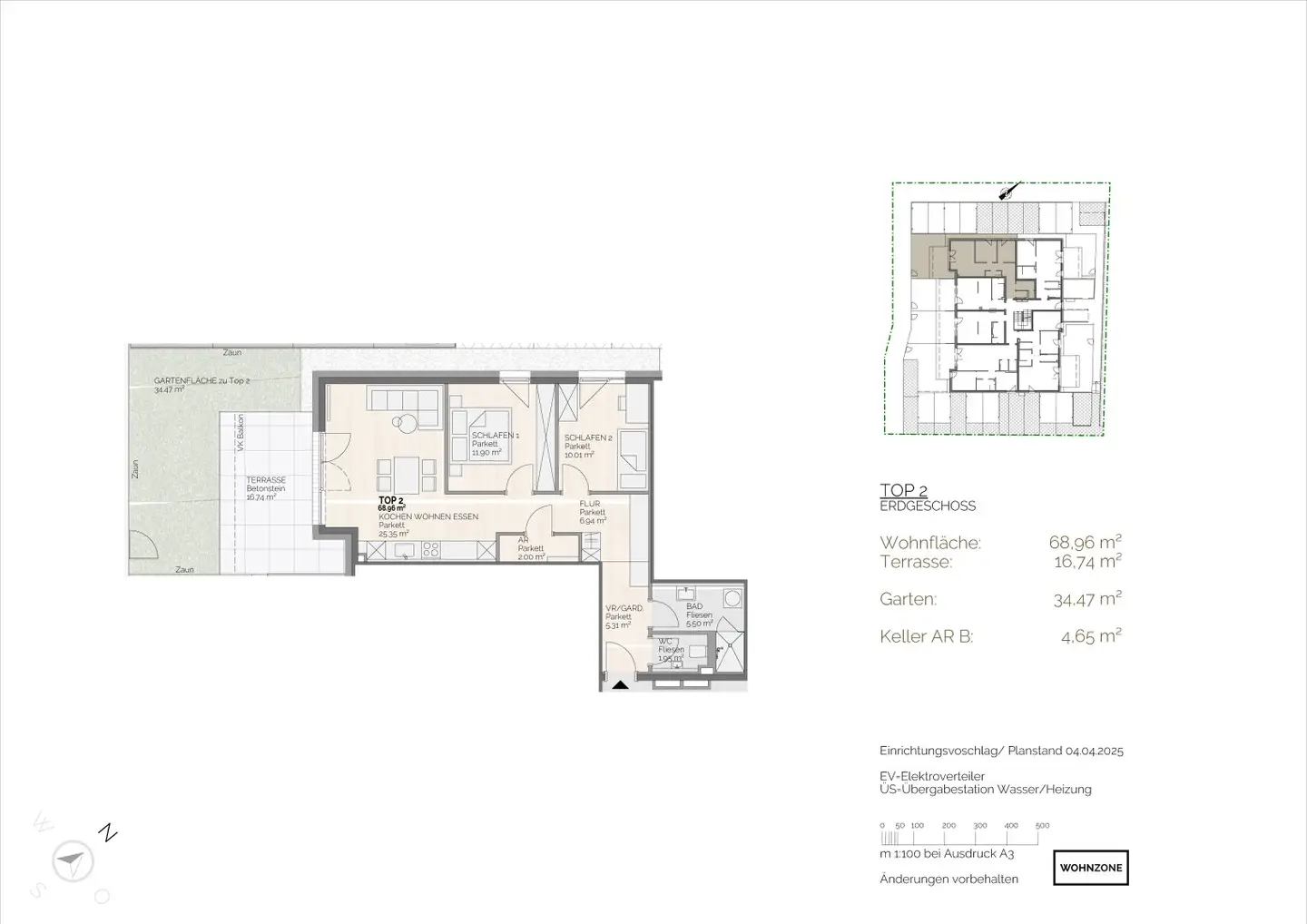 Moderne 3-Zi. Gartenwohnung in Ried i.I., Erstbezug, Terrasse
