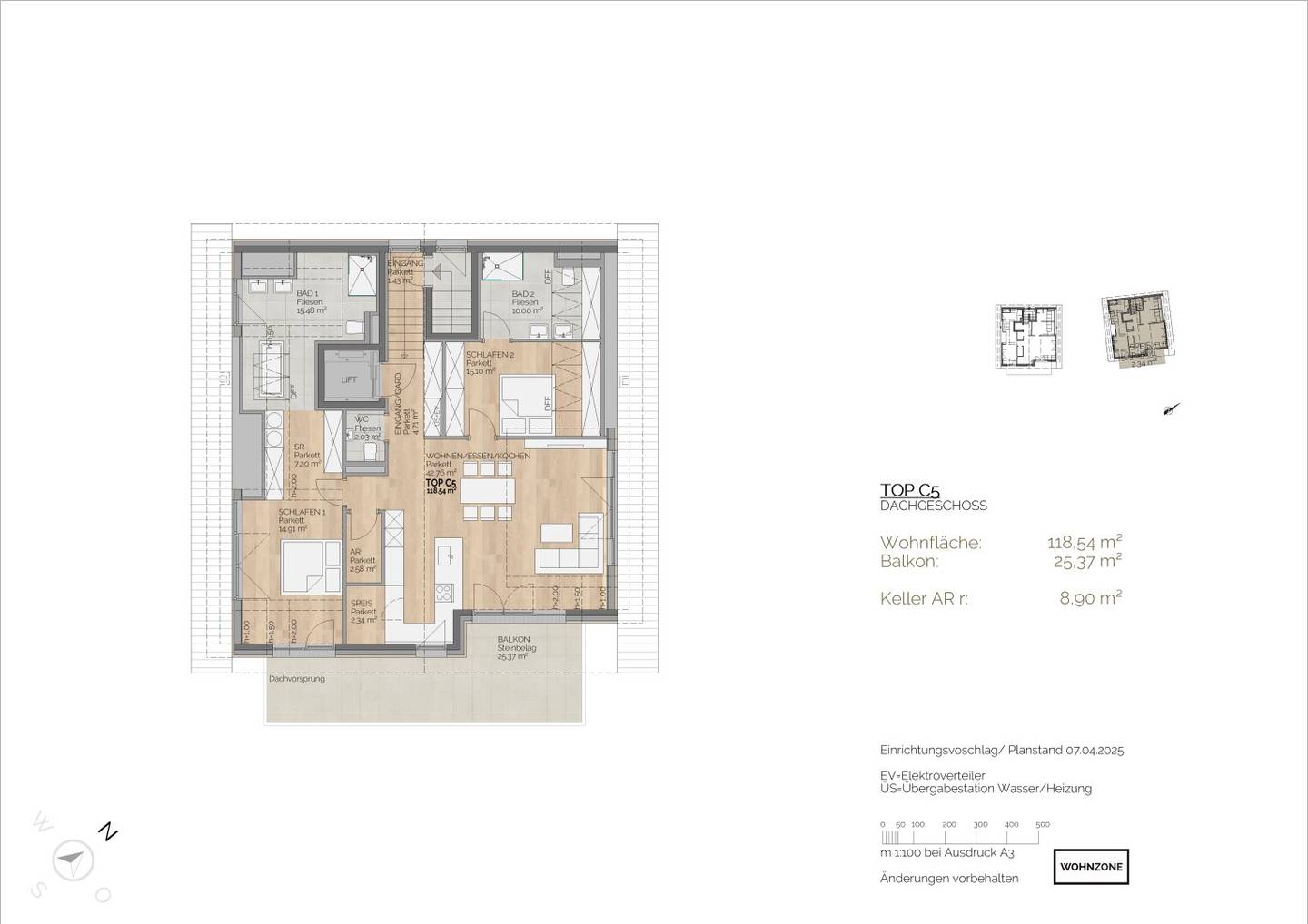 Dachgeschoßwohnung inkl. SEEBLICK – Erstbezug mit Terrasse und 3 Zimmern!