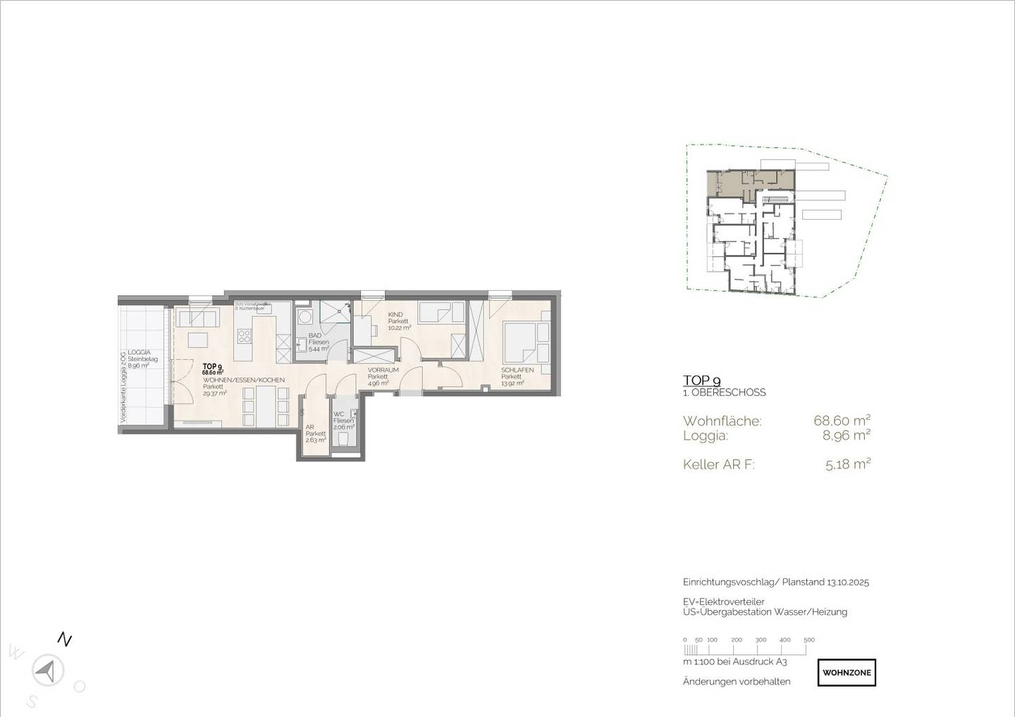 Moderne 3-Zimmer-Wohnung mit Loggia in Salzburg