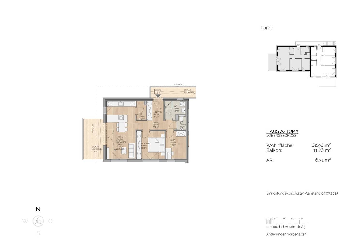 Charmante 3-Zimmer-Wohnung mit Balkon in Regau