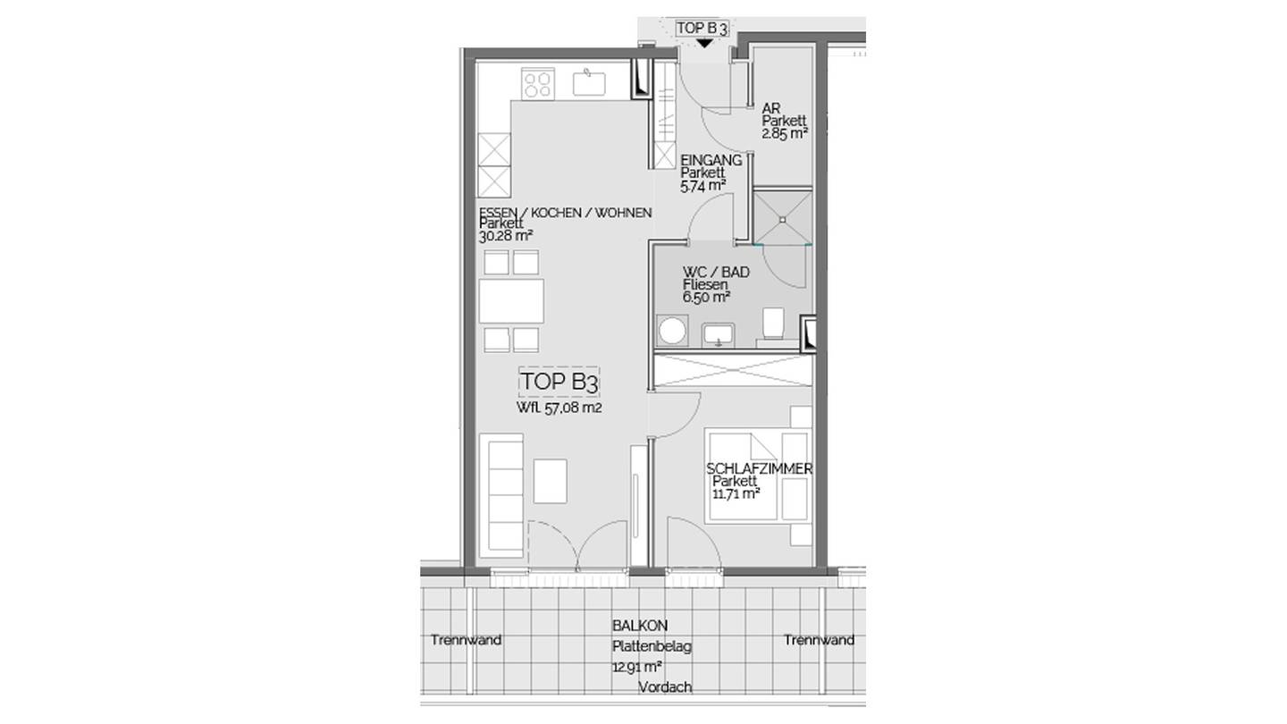 Vermietete ANLEGERWOHNUNG | 3,23% Rendite | 2-Zimmerwohnung mit Balkon in Liezen