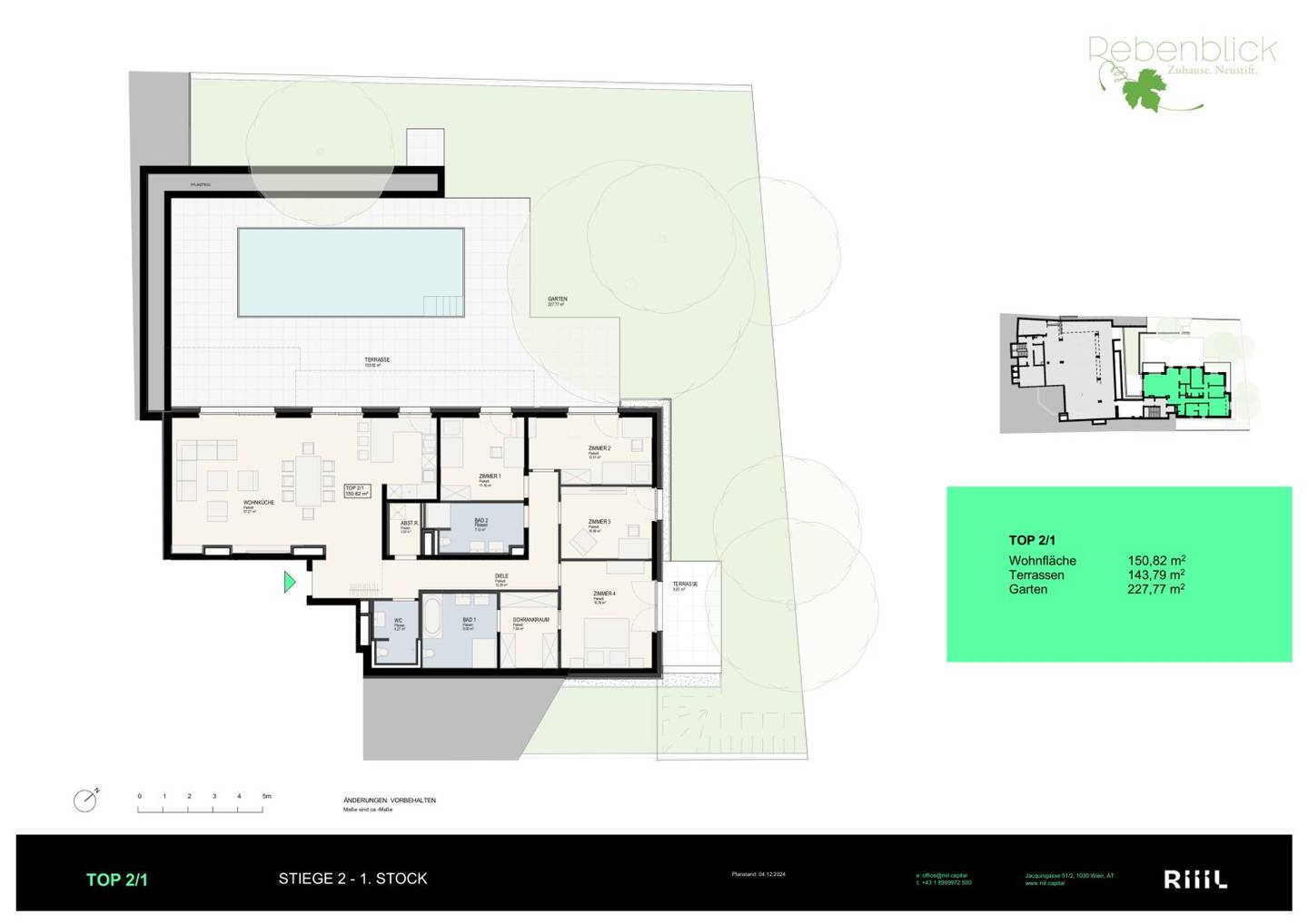 Luxus-Garten-Apartment mit beheizbarem Edelstahlpool in Neustift am Walde