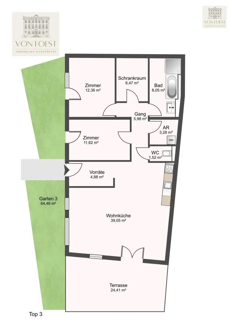 Großzügige Neubau-Wohnung mit privatem Garten und Sonnen-Terrasse