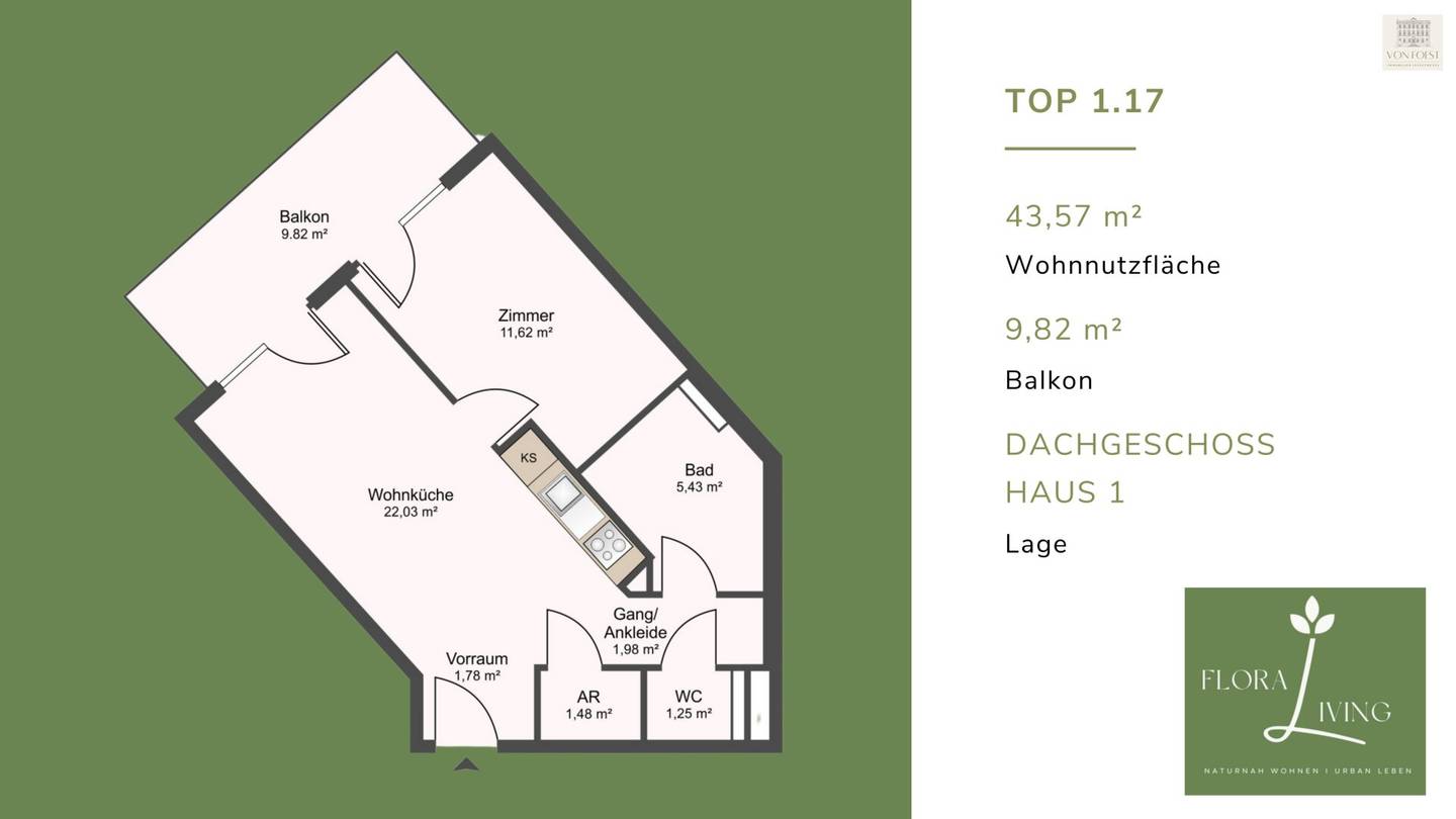 FLORALIVING - SMARTE Dachgeschoßwohnung mit großzügigem Balkon I Ihre Wohnoase bei den Blumengärten Hirschstetten