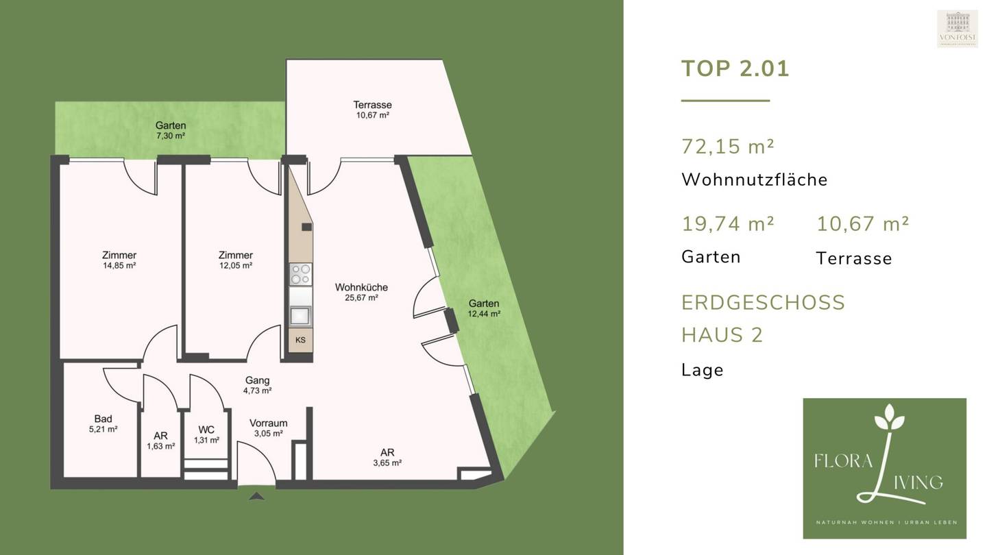 FLORALIVING - Familienwohnung mit wunderschönem Garten I Nähe Blumengärten Hirschstetten I Eigengrund
