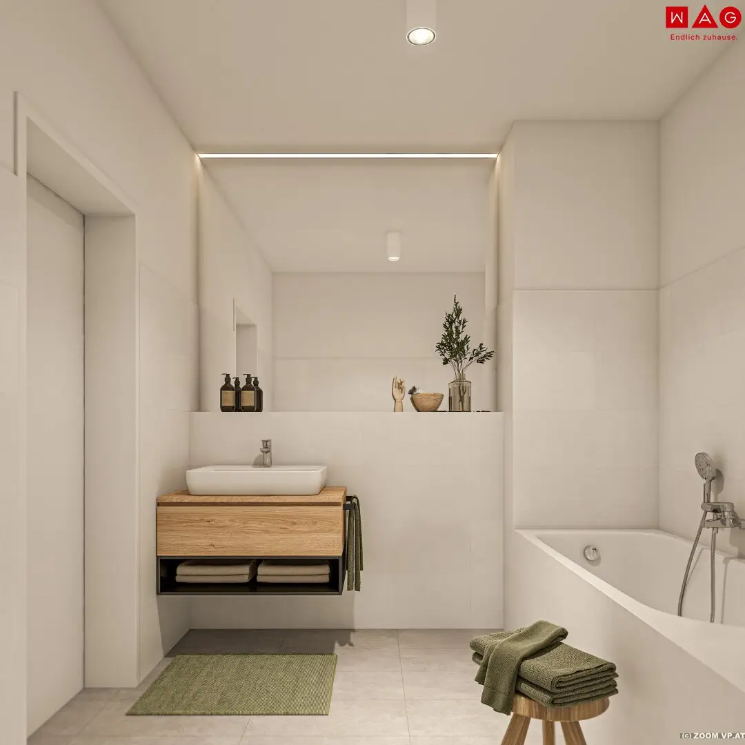 Badezimmer mit Dusche, Badewanne