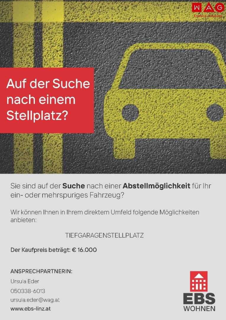 Für den Winter schon vorgesorgt? Tiefgaragenplätze in sicherer Umgebung in der Tiefgarage Forellenweg - Suttnerstraße: direkt vom Eigentümer!