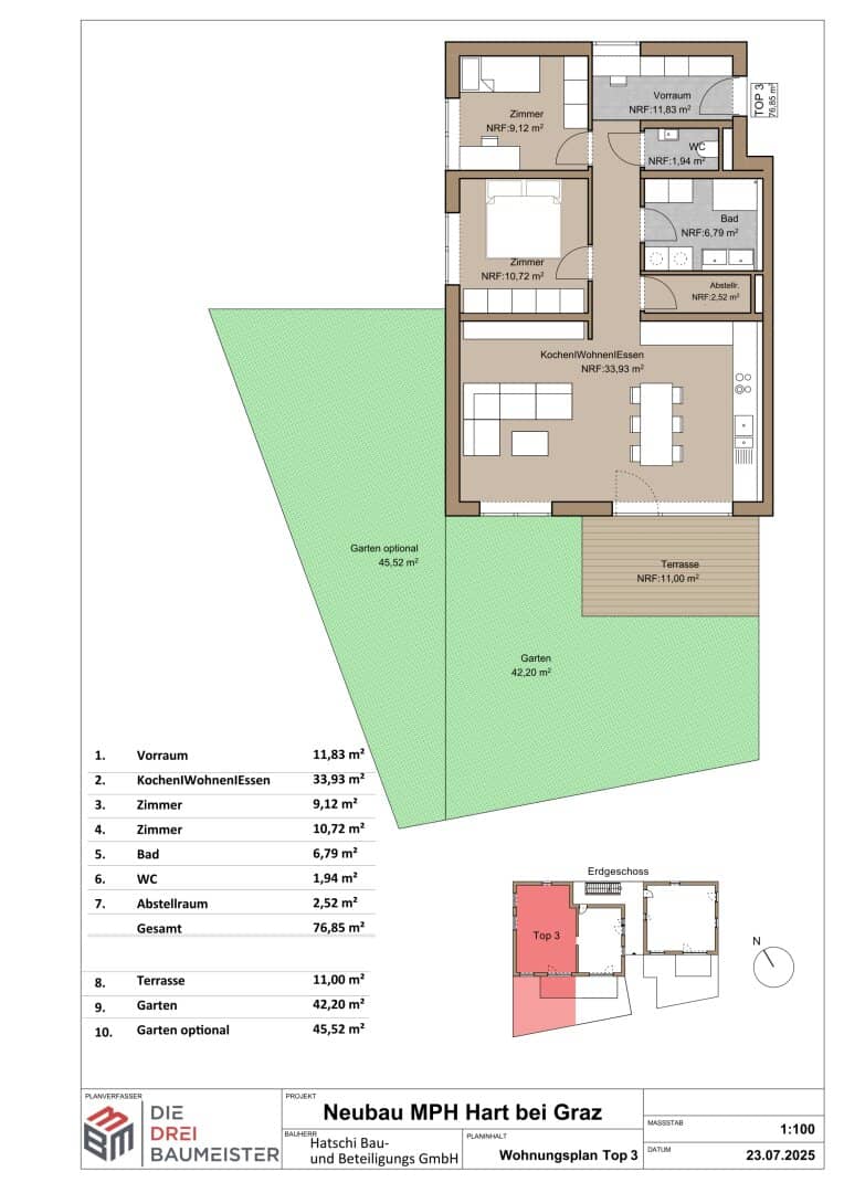 Top 3 – Familienfreundliche Gartenwohnung mit 2 Schlafzimmern! Wohnen im Grünen – Exklusive Neubauwohnungen im Erstbezug, provisionsfrei! JH24!