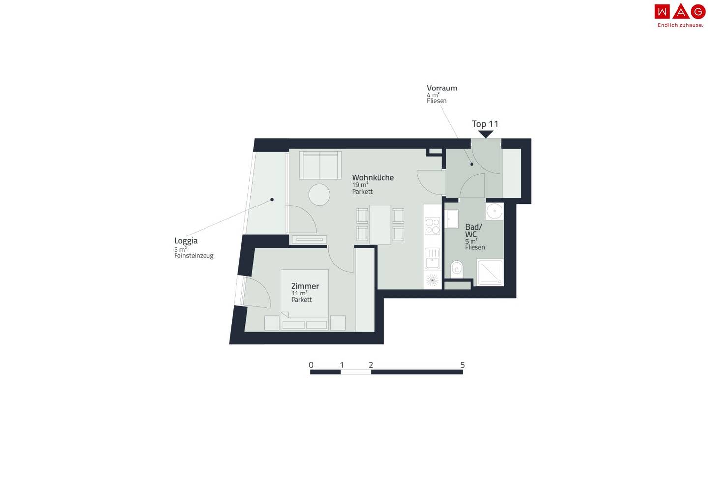 Erstbezug: 2-Zimmer-Wohnung mit Loggia!