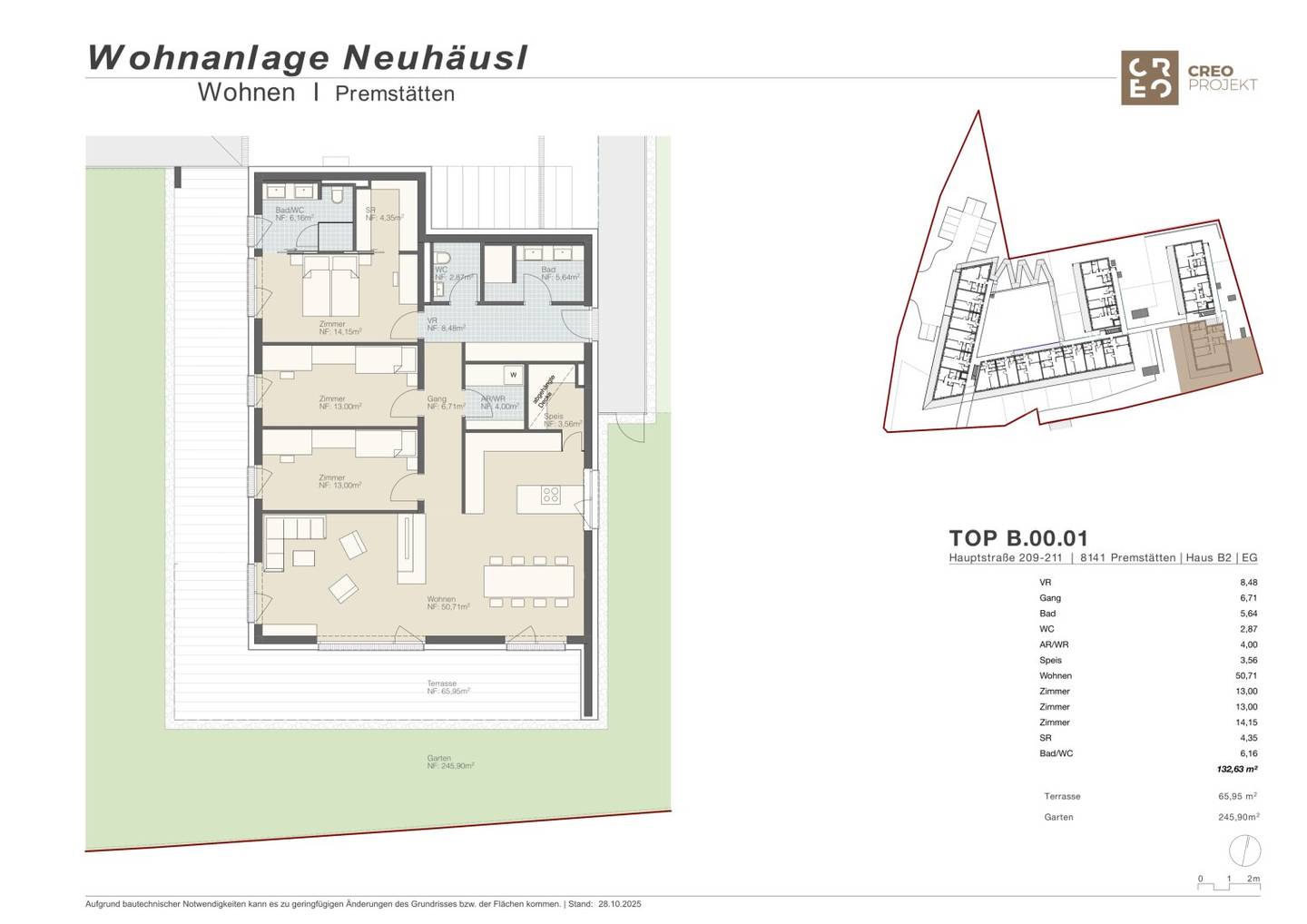 TOP 1 – MEIN ZUHAUSE IN PREMSTÄTTEN. Exklusive 4-Zimmer-Gartenwohnung mit 245 m² Eigengarten | Rohbau bereits fertiggestellt – individuelle Ausstattungswünsche können derzeit noch berücksichtigt werden.