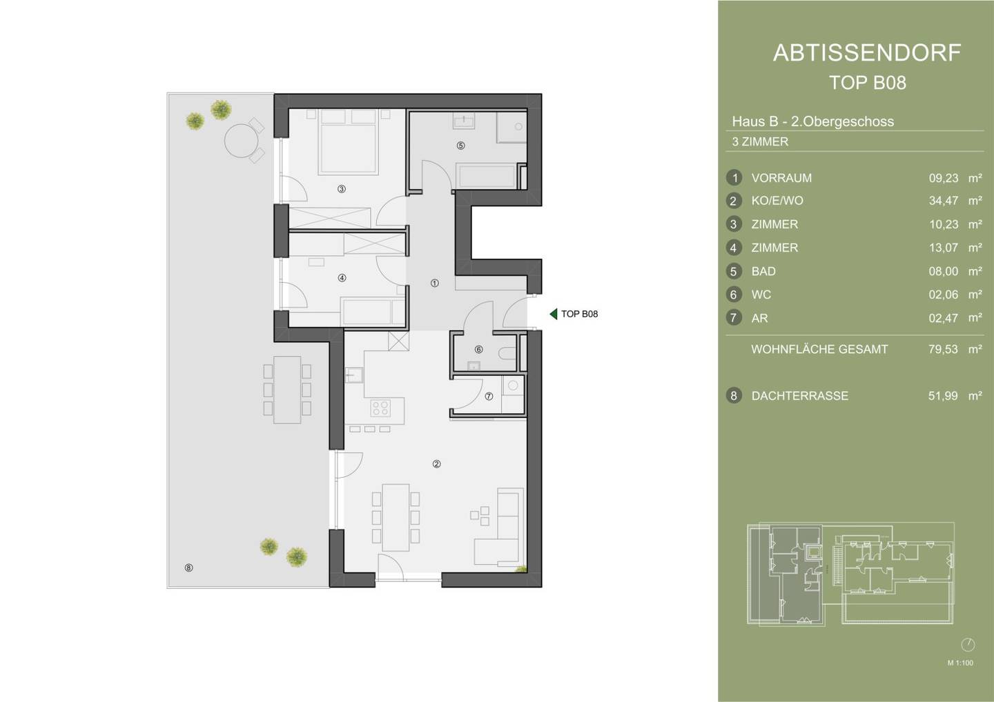 Exklusives Neubauprojekt im grünen Süden von Graz. TOP B08 – 3-Zimmer-Penthouse mit großzügiger Dachterrasse (reserviert)
