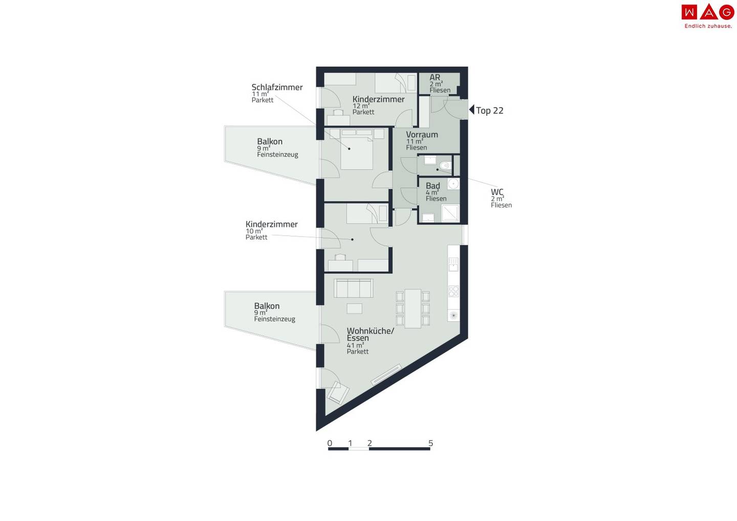 4 Zimmer Familienwohnung mit 2 Balkonen!