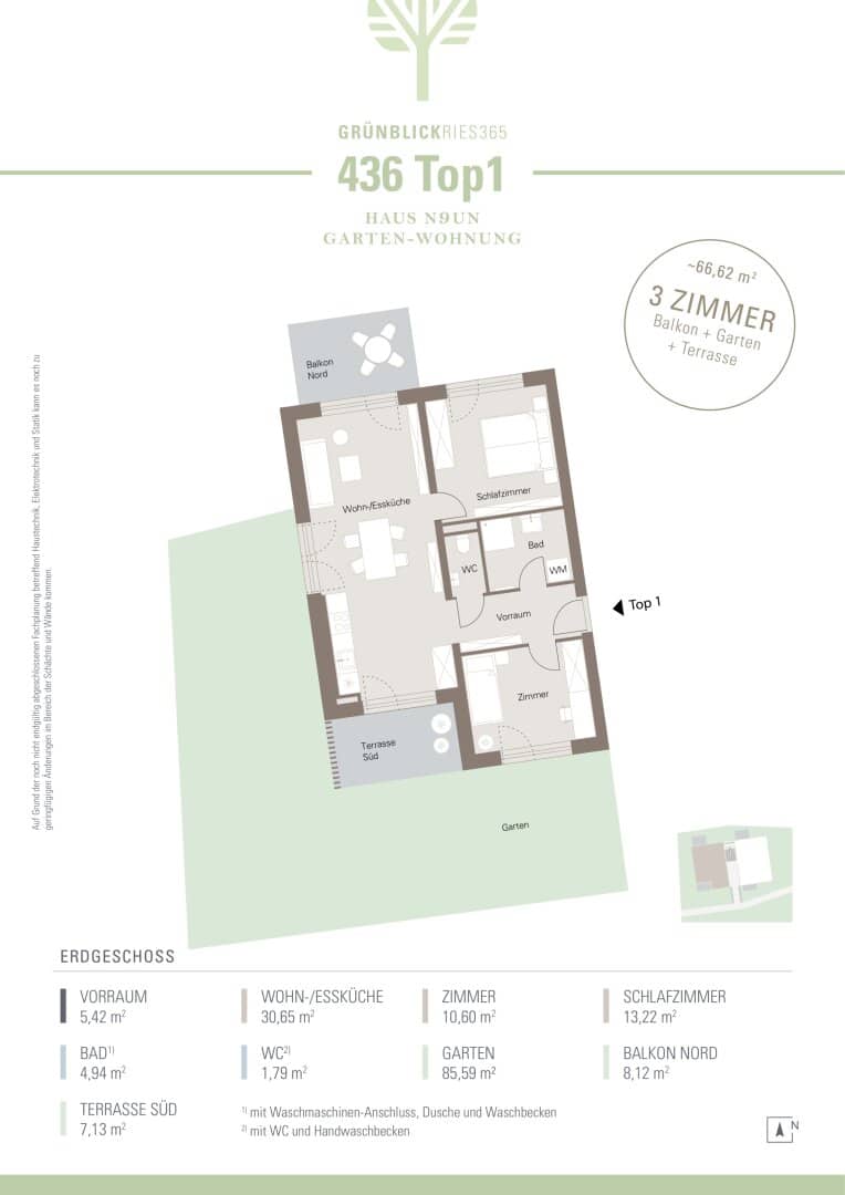 Neubauprojekt-Stiftingtalstraße! Moderne Gartenwohnung mit Grünblick – 3 Zimmer, Balkon, Terrasse & großzügiger Garten! Top_436_01