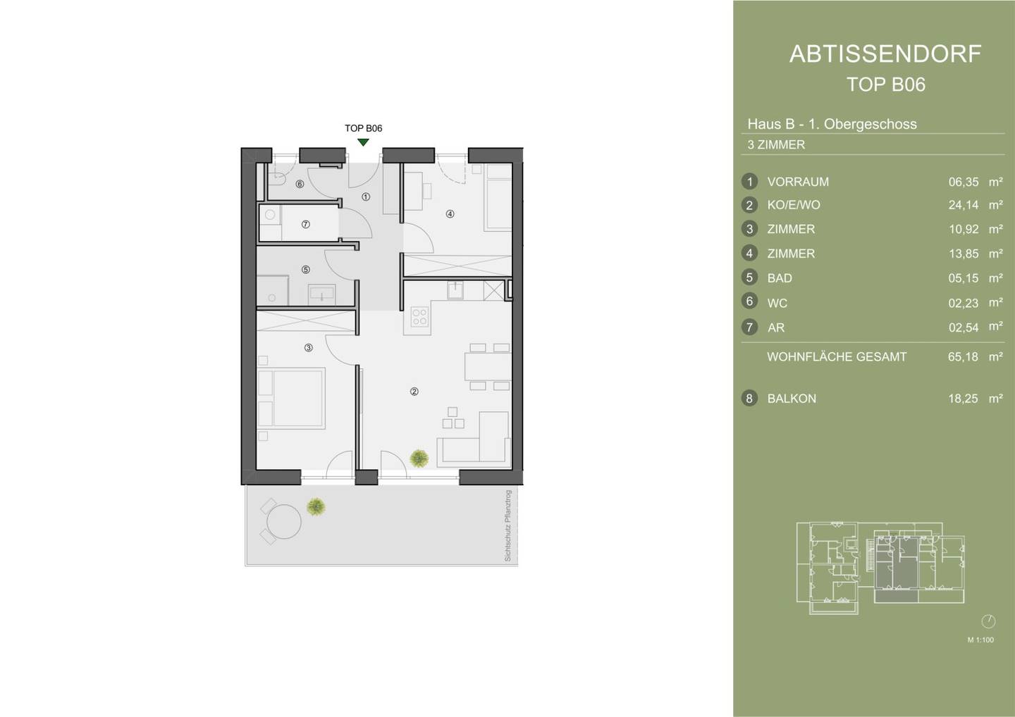 TOP B06 – Exklusives Neubauprojekt im grünen Süden von Graz. 3-Zimmer-Wohnung mit großzügigem Balkon | Baustart bereits erfolgt.