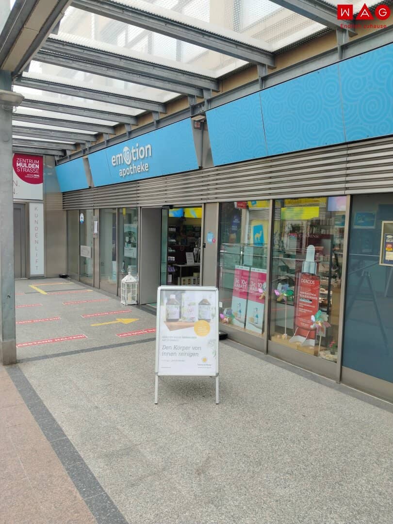 Vielseitig nutzbare 226 m² Geschäfts-/Ordinationsfläche im florierenden Einkaufs-/Vitalzentrum Muldenstraße mieten und von der hohen Kundenfrequenz profitieren! Provisionsfrei!