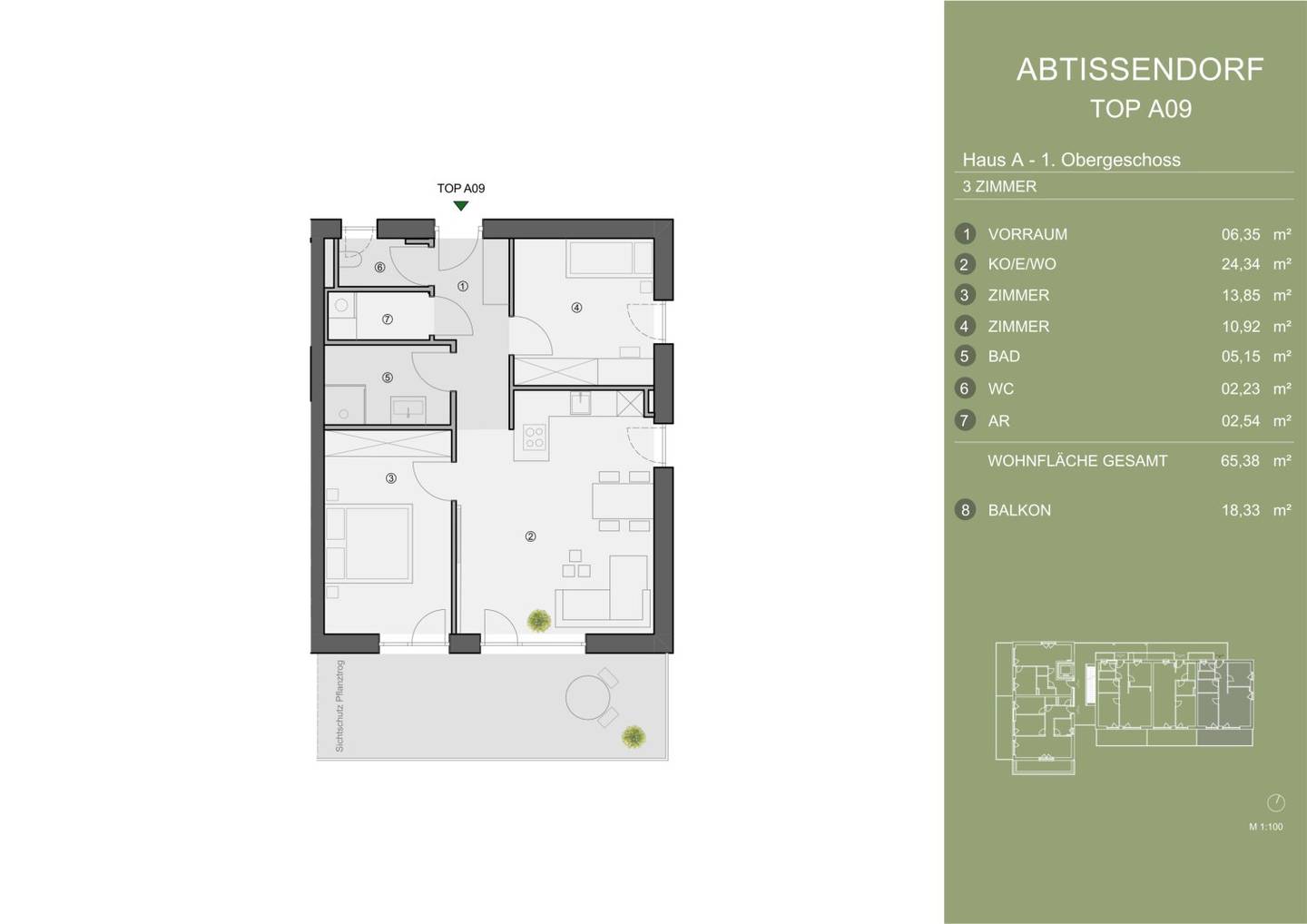 TOP A07 – Exklusives Neubauprojekt im grünen Süden von Graz. Großzügige 3-Zimmer-Wohnung mit durchdachter Raumstruktur und sonnigem Balkon | Baustart bereits erfolgt.