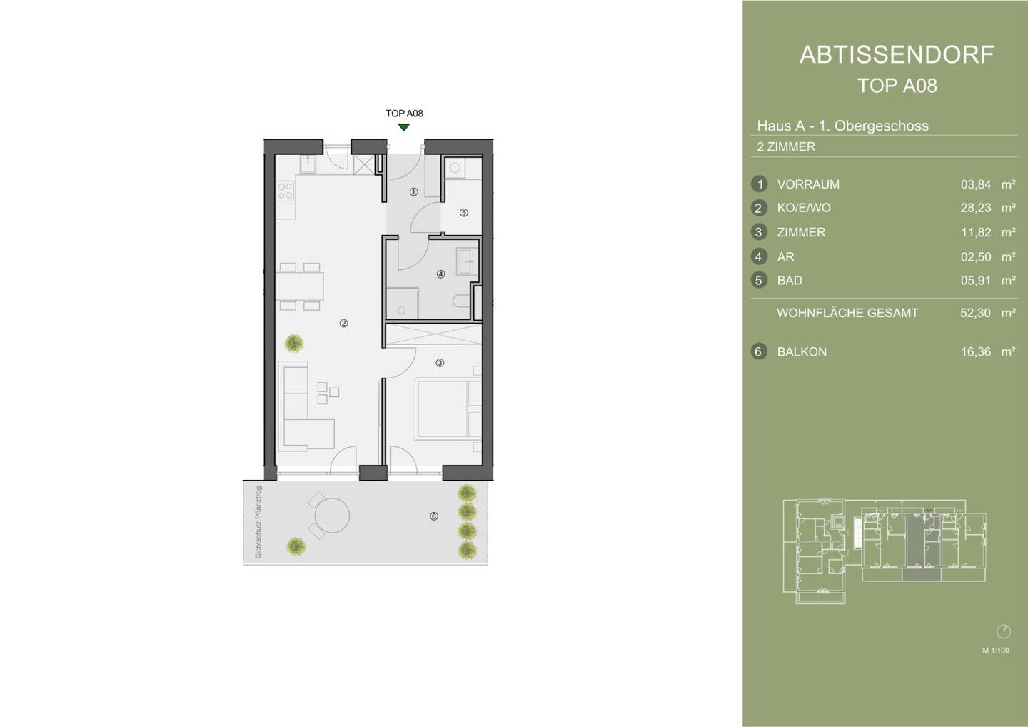 TOP A08 – Exklusives Neubauprojekt im grünen Süden von Graz. 2-Zimmer-Obergeschosswohnung mit großzügigem Balkon und effizientem Raumkonzept | Baustart bereits erfolgt.