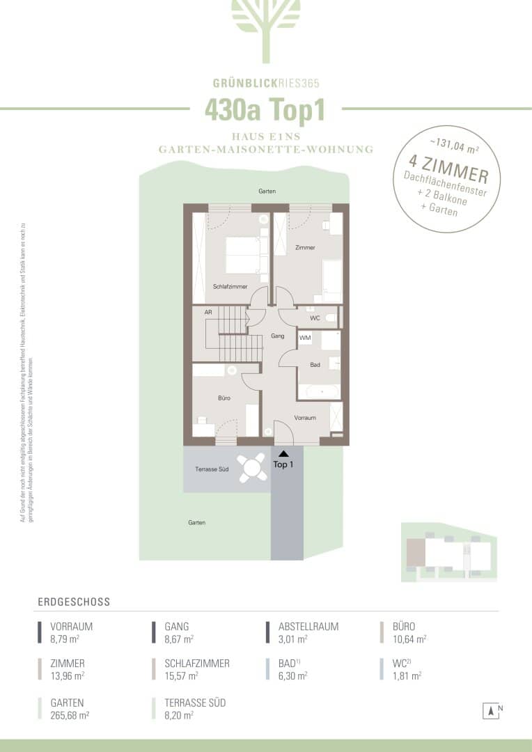 Neubauprojekt-Stiftingtalstraße! Wunderschöne Garten-Maisonette-Wohnung in absoluter Top-Lage! Top_430/a/01