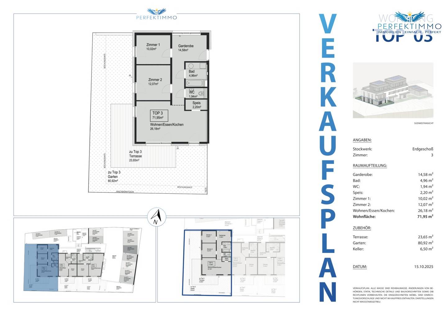 Neubau: 3-Zimmer-Wohnung mit Terrasse und Garten Top 3