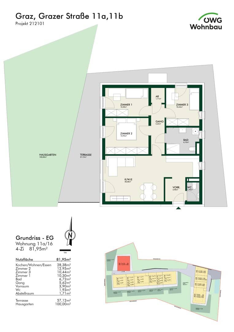 Familienfreundliche 4-Zimmerwohnung mit großer Terrasse & Hausgarten