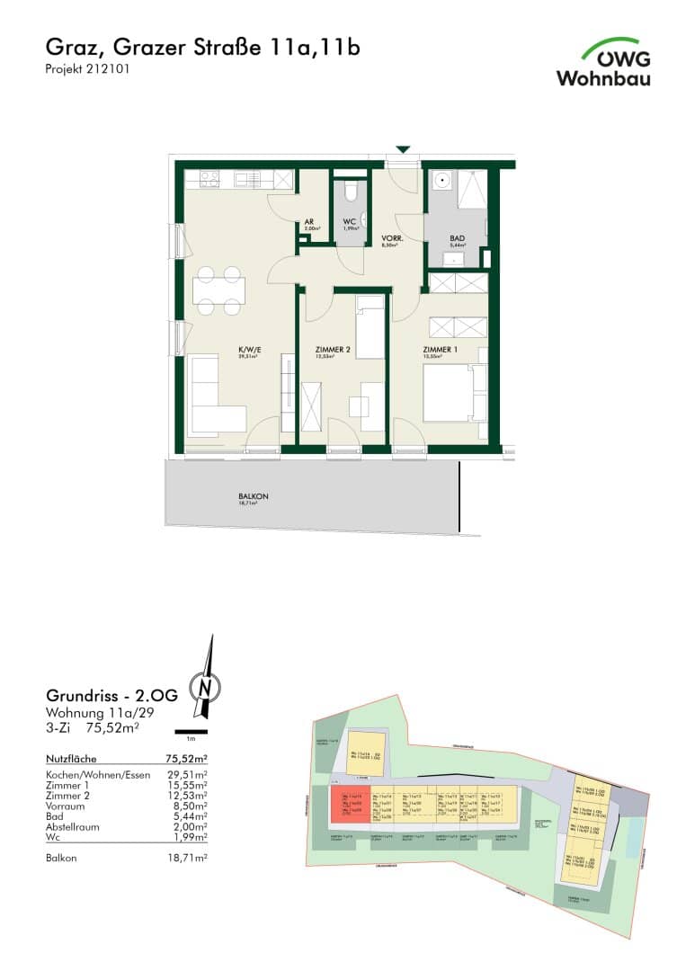 Helle und freundliche 3 Zimmer Wohnung in Graz Andritz