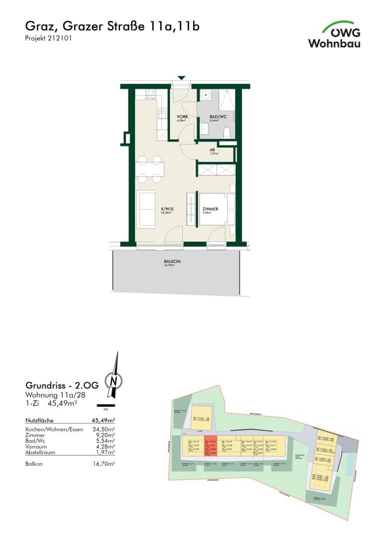 Außergewöhnliche 2-Zimmerwohnung mit flexiblem Grundriss in Graz-Andritz