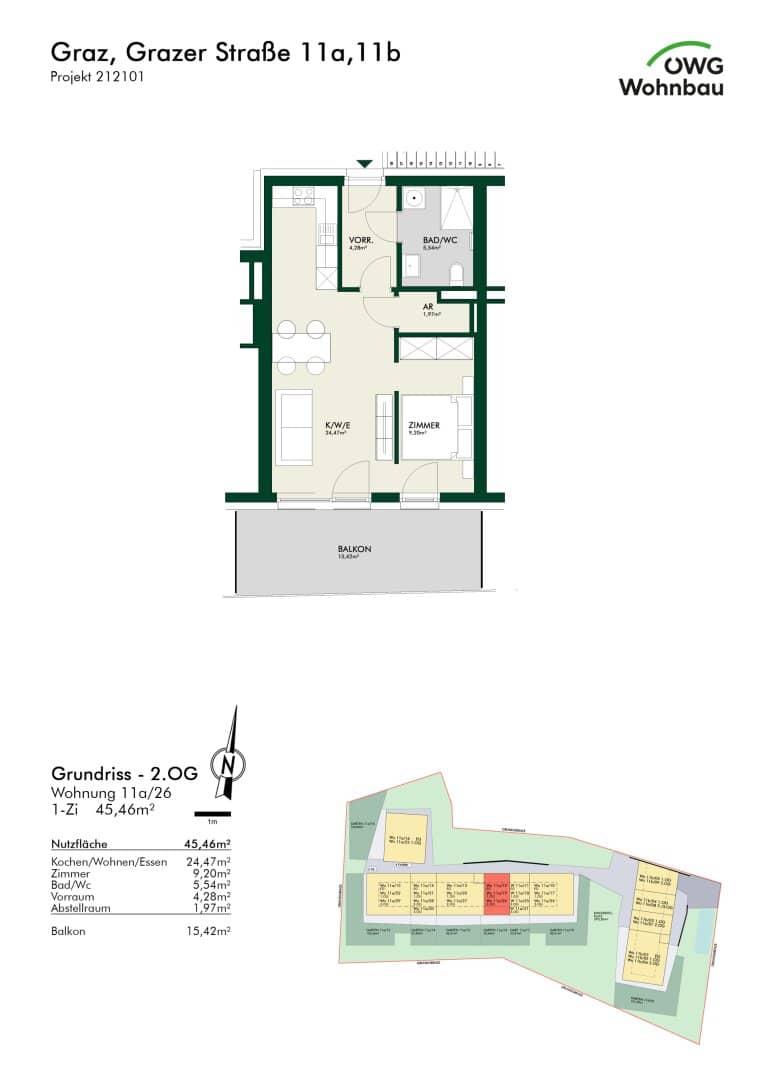 Außergewöhnliche 2-Zimmerwohnung mit flexiblem Grundriss in Graz-Andritz