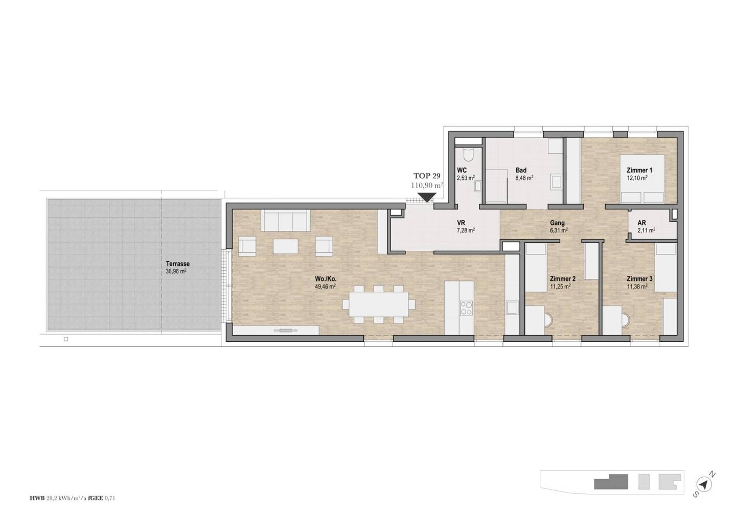 4-Zimmer Penthouse mit großer Terrasse