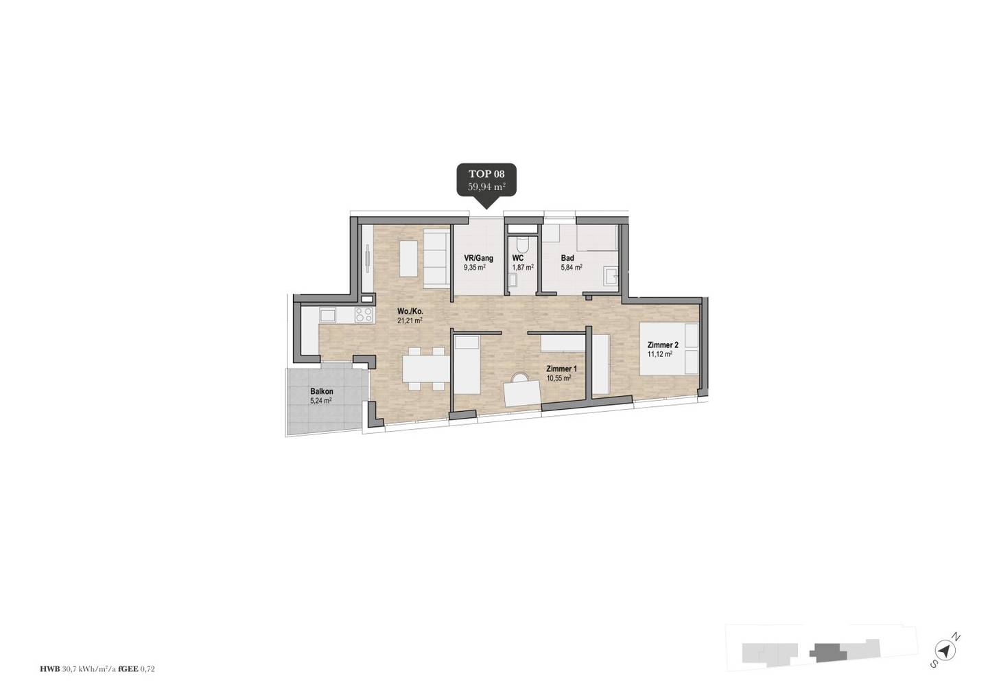 Kompakte 3 Zimmer Wohnung in Graz Geidorf