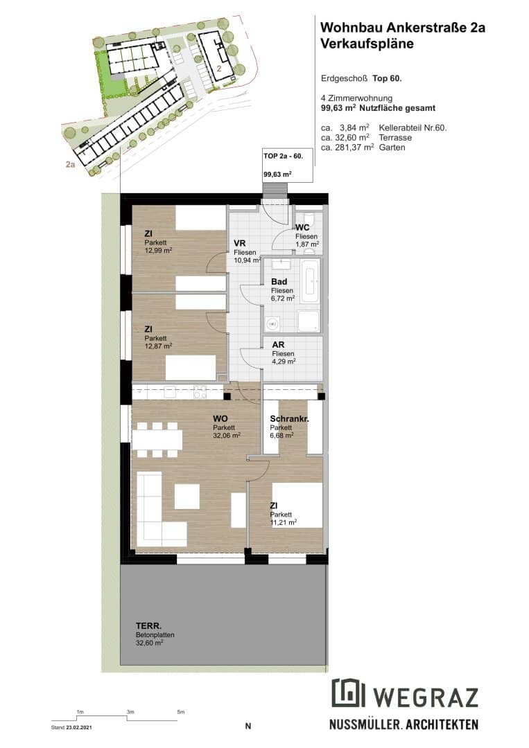 Vermietete 4 Zimmerwohnung mit 280m² Eigengarten