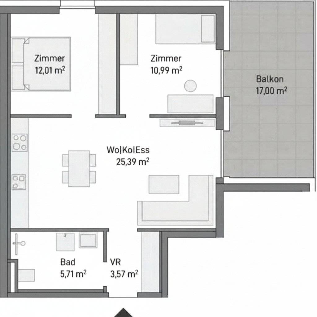 Moderne 3-Zimmer-Anlagewohnung mit großem Balkon