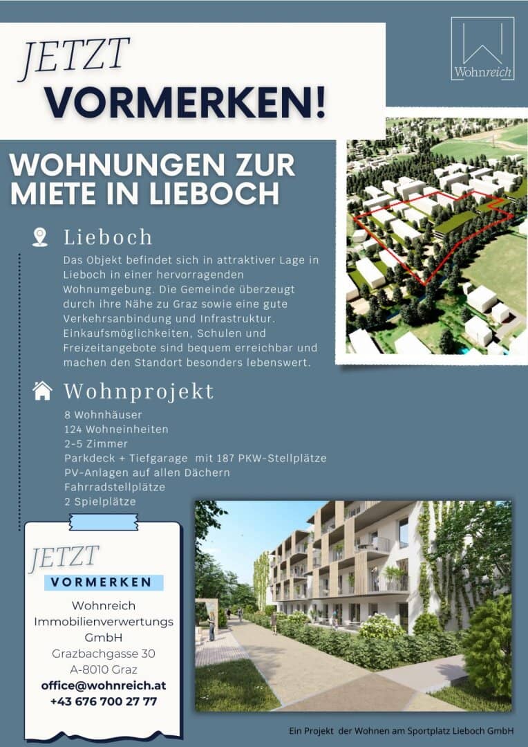 JETZT VORMERKEN!!! Mietwohnungen beziehbar ab 2028! **Wohnen am Park in Lieboch**