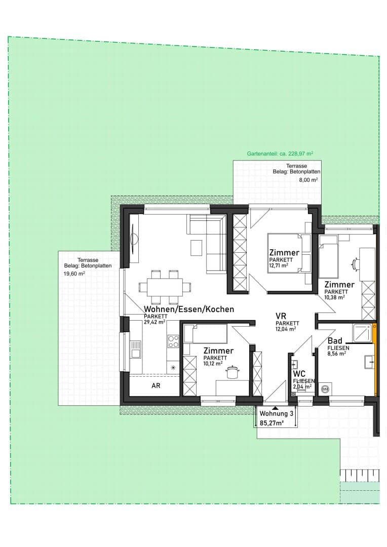 Top 3 ""Einzigartige Gartenwohnung mit großem Garten im Neubauprojekt"