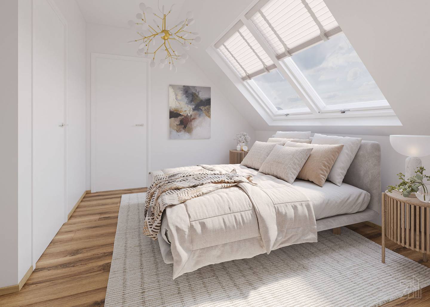 Top floor apartment with terrace in green area