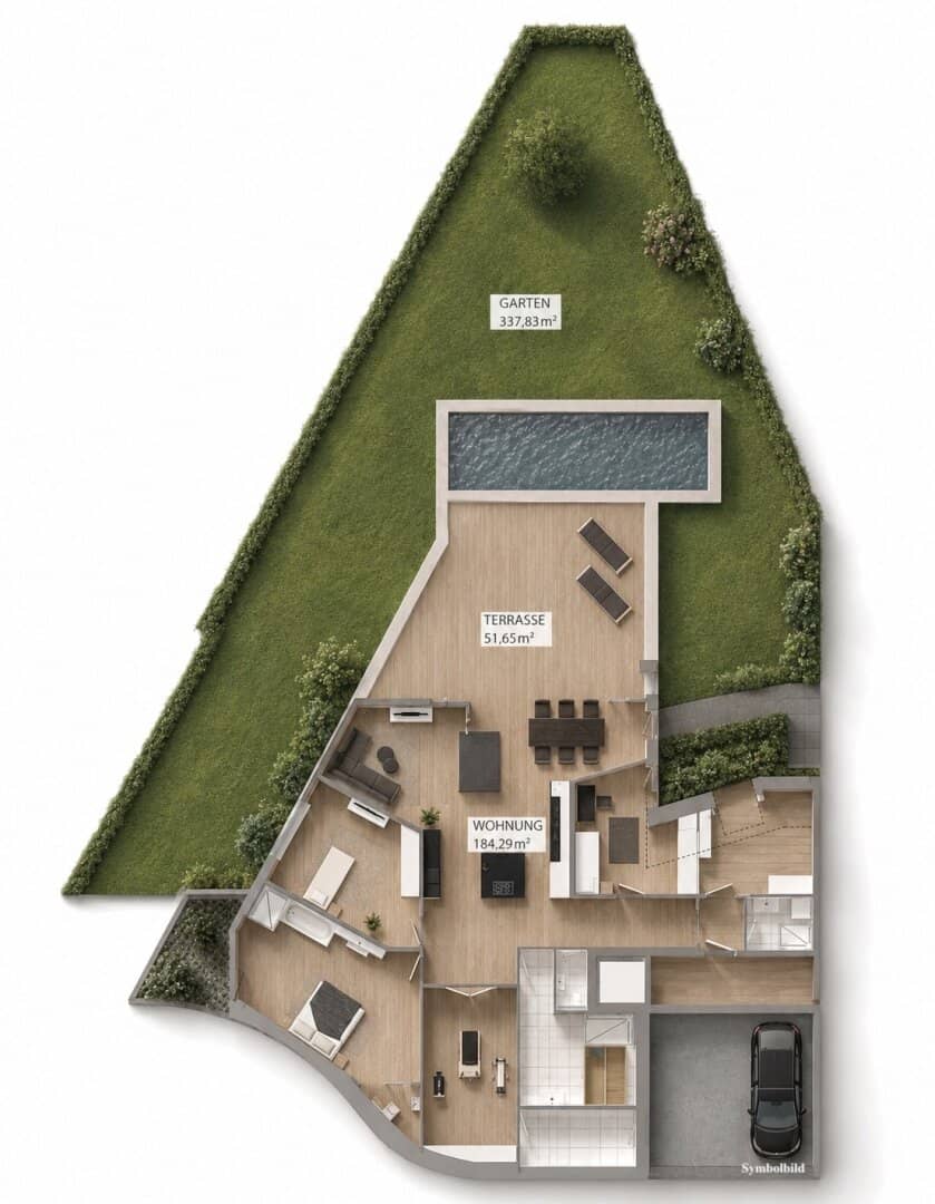 exklusive Gartenapartments mit Pool-Bescheid - Luxuriöses Wohnprojekt in Aldrans