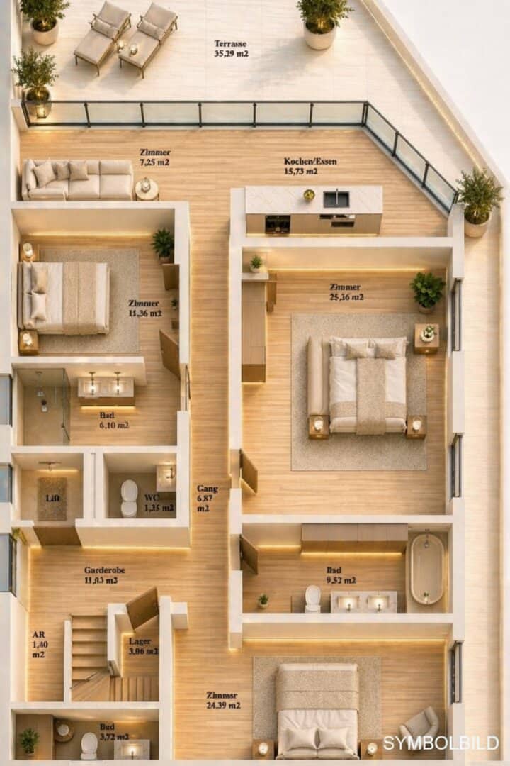 Hochklassige Penthouse-Wohnung mit 185m² + 105m² Terrassenfläche - Luxuriöses Wohnprojekt in Aldrans