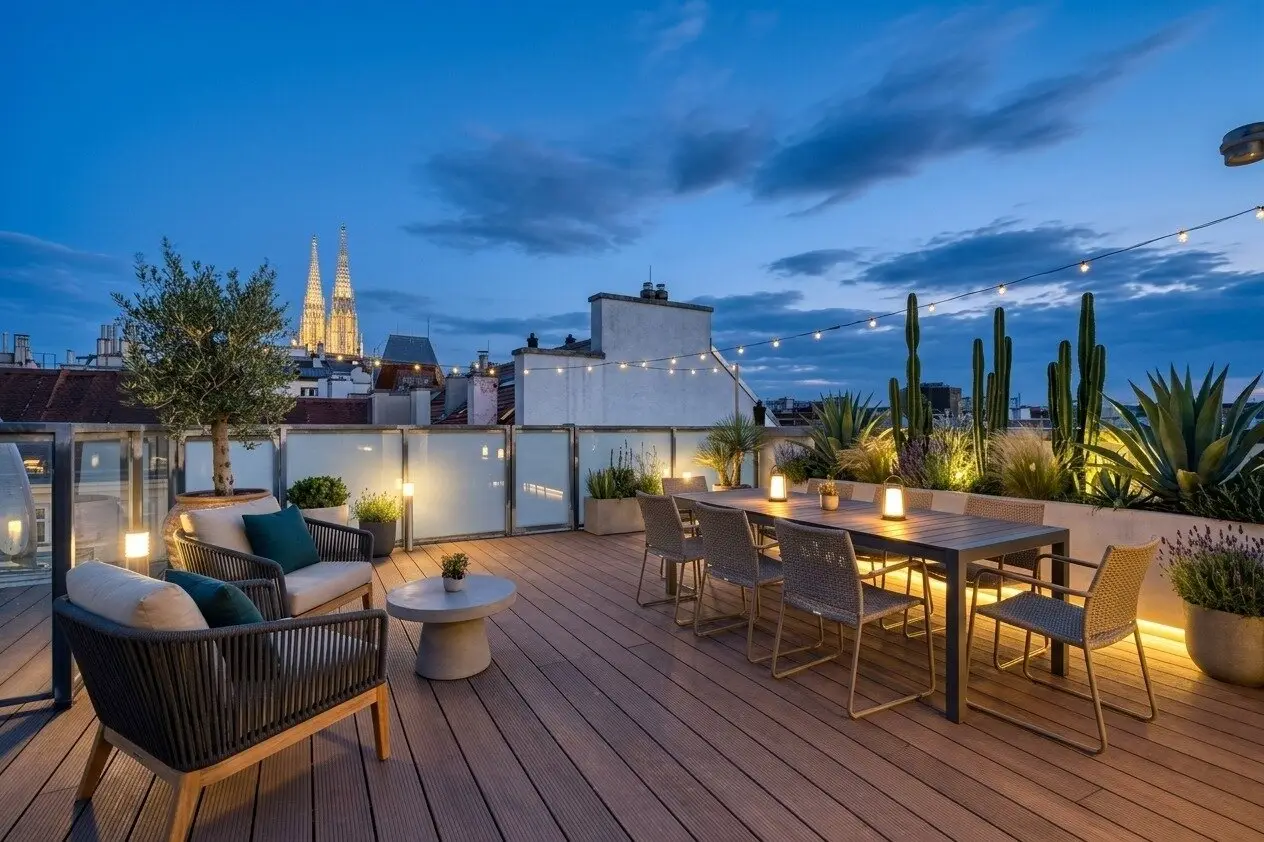 Private Rooftop Residence with 60 m² Salon near Schottentor and 1st District