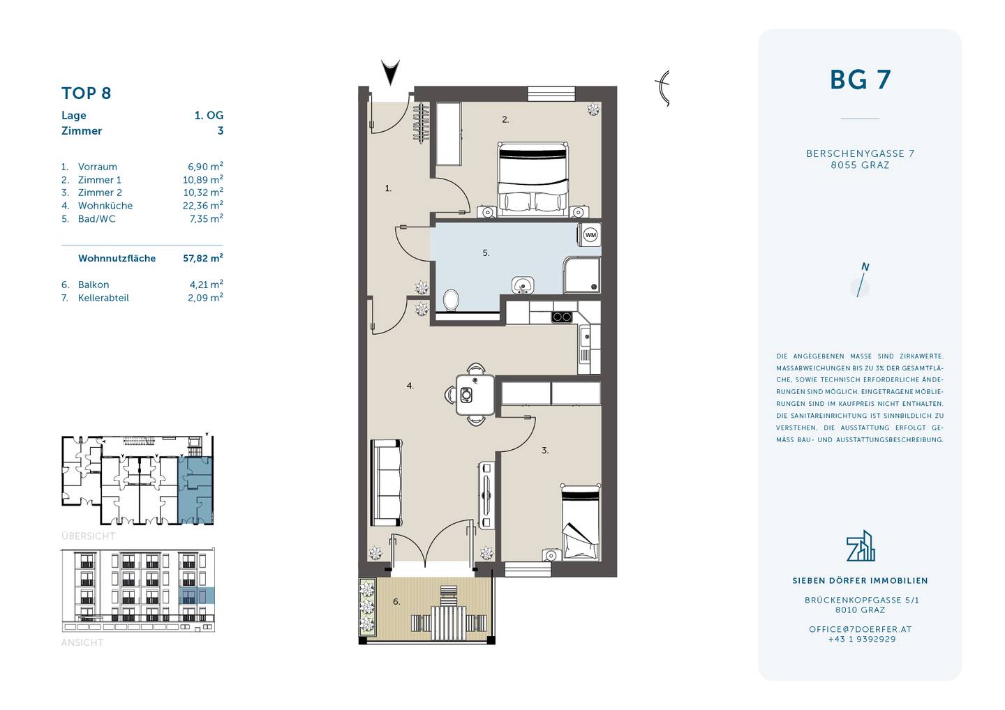 Wohnung mit Balkon und offener Küche gute Anbindung