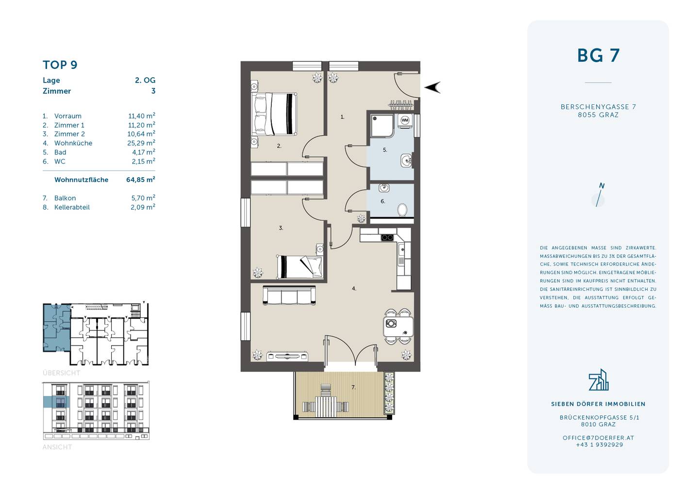 Neubauwohnung Balkon offener Wohnbereich