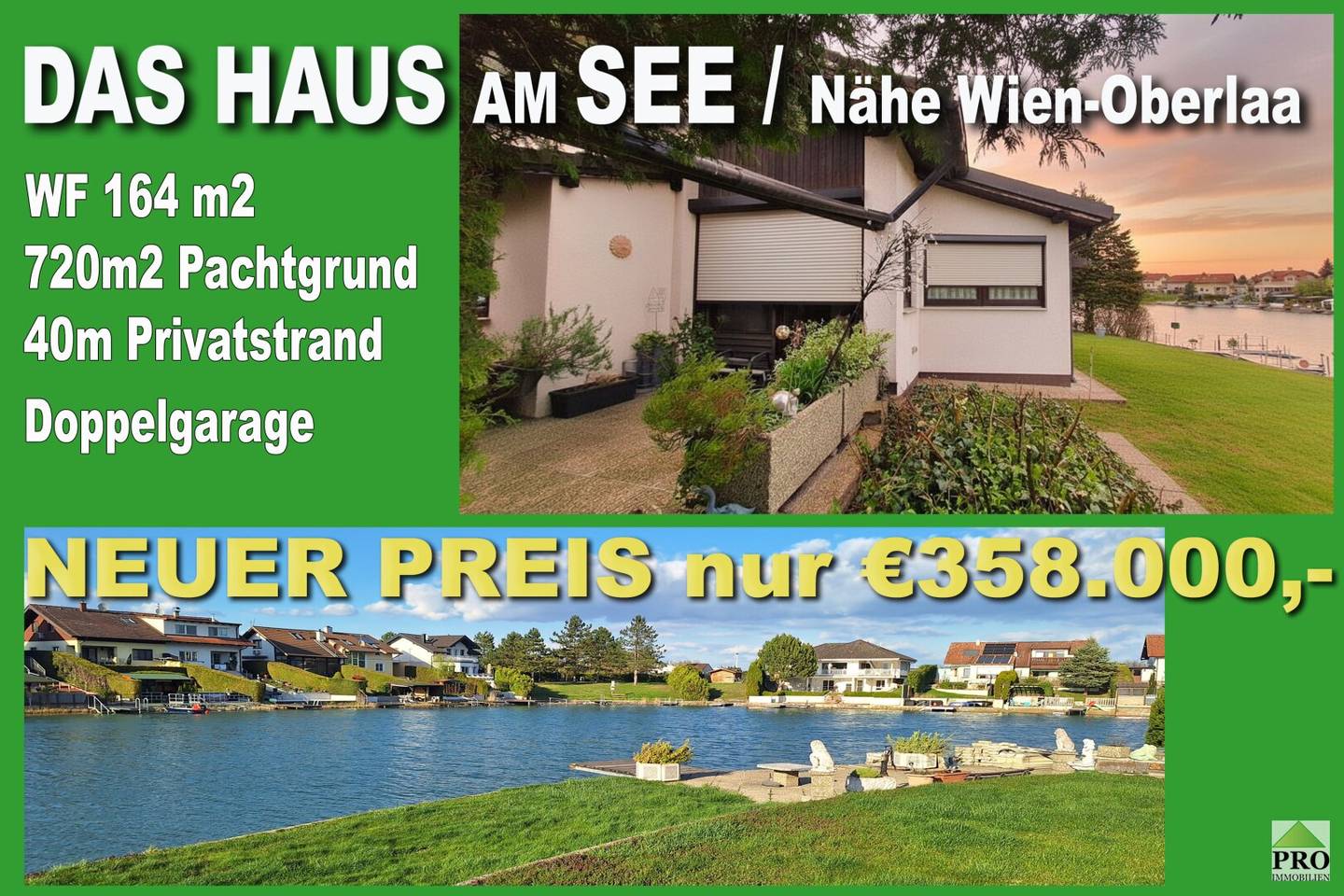 Das Haus am See mit Ausbau-Potential.  Der Traum vom eigenen Badestrand. Nähe Wien-Schwechat.