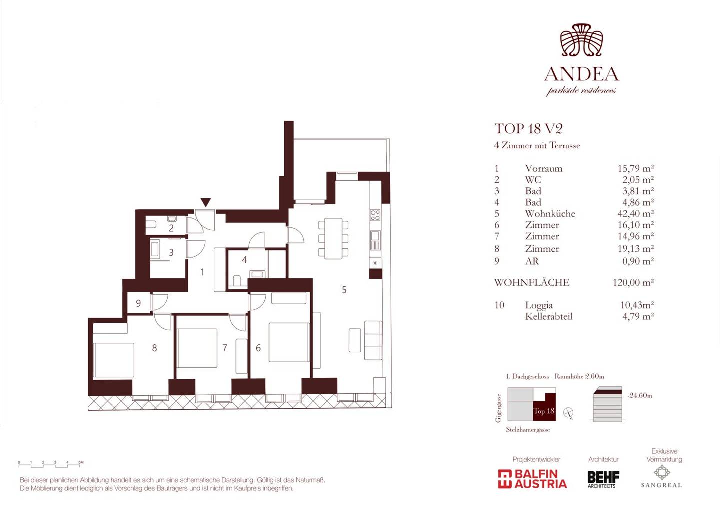 Stilvolle 4-Zimmer-Dachgeschosswohnung mit Terrasse - ANDEA Parkside Residences