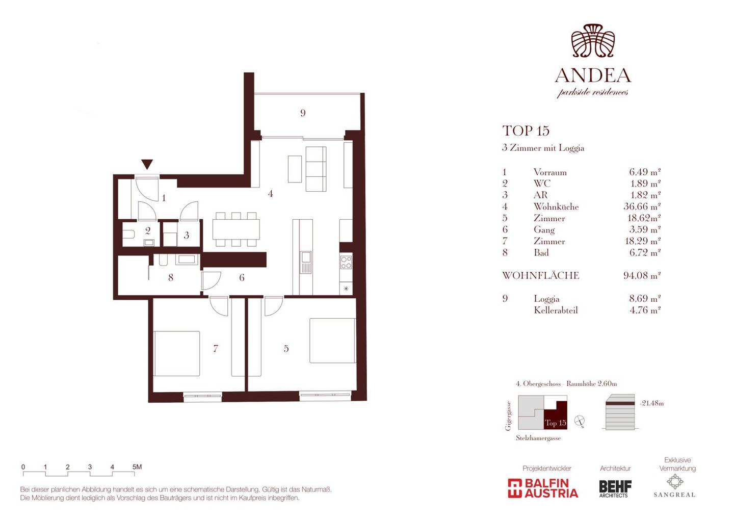 Elegante 3-Zimmer-Wohnung mit Loggia - ANDEA Parkside Residences