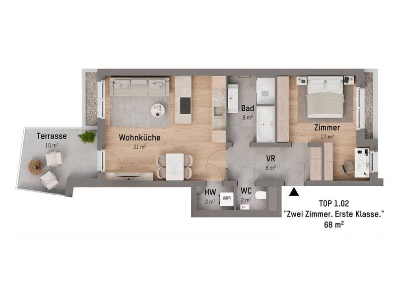 MODERNE 2-ZIMMER-EIGENTUMSWOHNUNG AM FUSS DES BISAMBERGS – PERFEKTER GRUNDRISS & SÜDWEST-TERRASSE